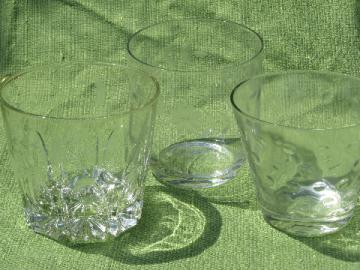 Mid-century vintage glass ice buckets, wheel-cut crystal, mod dots