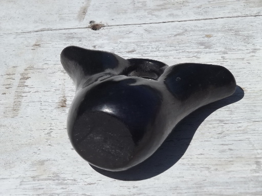 Miniature wedding vase, old Indian pottery double jar shape all black