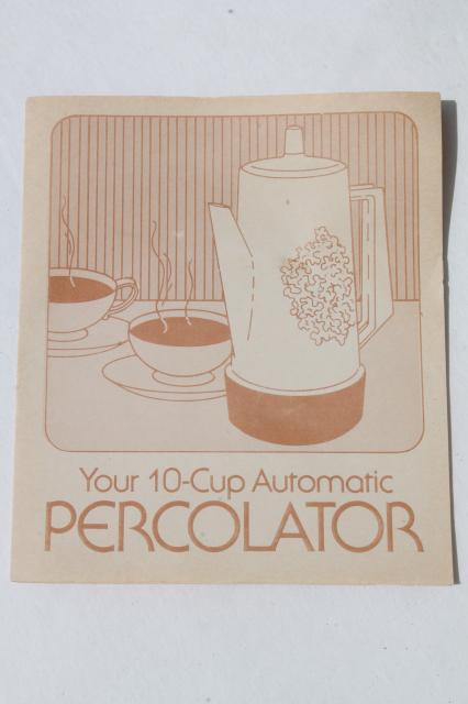 mint in box 70s vintage Robeson plastic coffee pot percolator, retro spice of life seasonings