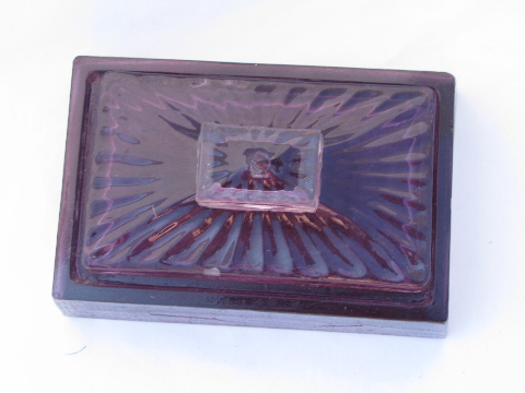 Mod 60s 70s vintage jewelry box, violet purple lucite plastic