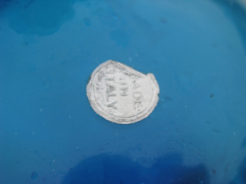 Mod 60s vintage Italy aqua blue glass decanter bottles, no stoppers