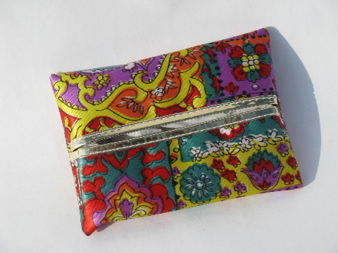 Mod 60s vintage paisley satin purse accessories in retro psychedelic ...