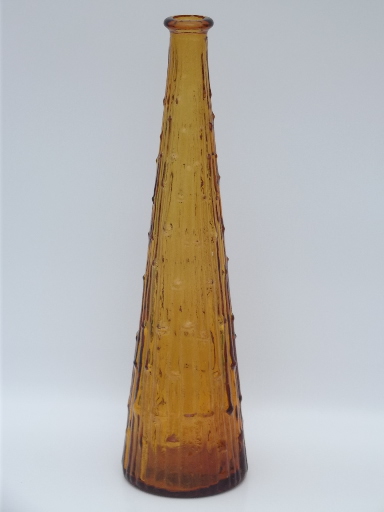 Mod amber bamboo 60s retro Italian art glass bottle vase tall decanter