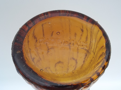 Mod amber bamboo 60s retro Italian art glass bottle vase tall decanter