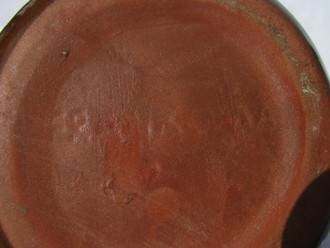 Mod asymetrical art pottery vase, vintage Frankoma, southwest brown