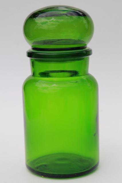 mod colored glass bottles vintage kitchen canisters, airtight seal canister jars set