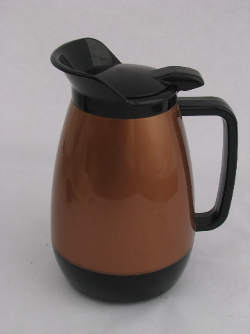 Mod copper & black, retro Thermo-Serv carafe pitcher, vintage West Bend