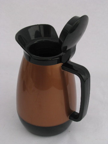 Mod copper & black, retro Thermo-Serv carafe pitcher, vintage West Bend