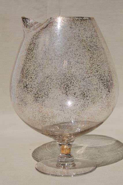mod gold flake glass cocktail set, vintage metallic gold spatter pitcher & glasses