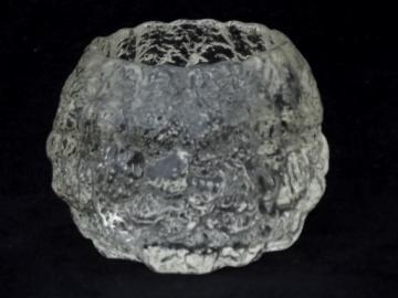 Mod ice textured  art glass votive candle holder or heavy paperweight vase