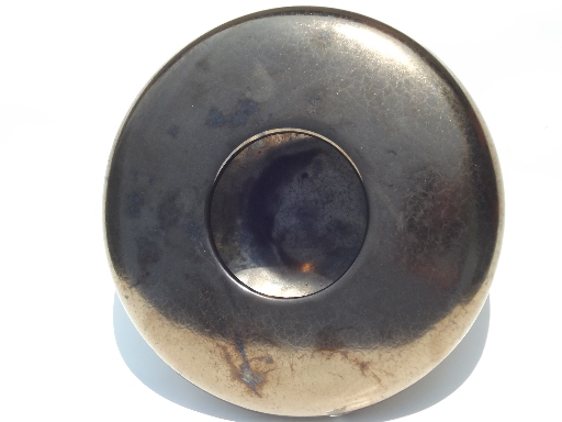 Mod low flower bowl vase, vintage bronze metallic Haeger art pottery