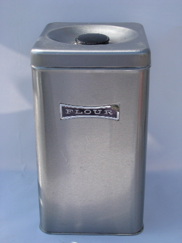 Mod stainless steel canister set, vintage kitchen canisters