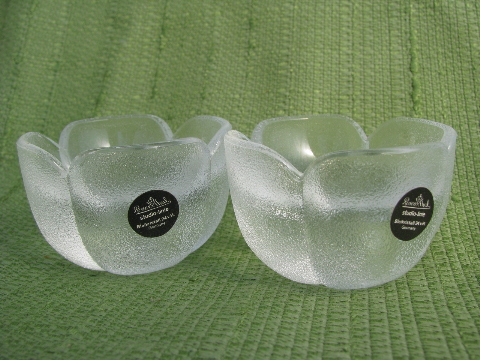 Mod studio-line Rosenthal art glass candle holders, pair of flowers