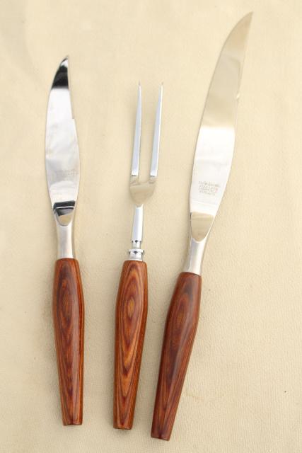 mod vintage Mode Danish carving knife set, Sheffield England stainless steel blades