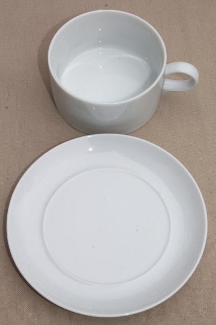 mod vintage Schmid Forma pure white porcelain cups & saucers, china set in original box