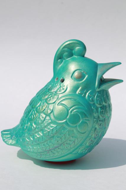 mod vintage ceramic kookaburra, aqua blue bird potpourri or air freshener holder