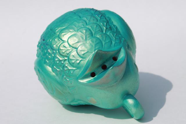 mod vintage ceramic kookaburra, aqua blue bird potpourri or air freshener holder