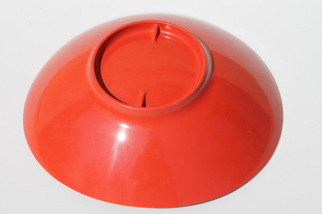 Mod vintage Florence Prolon melmac salad serving bowl, tomato red orange melamine plastic