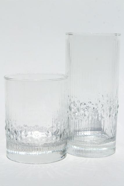 mod vintage ice textured glass tumblers & rocks glasses, Iittala Niva