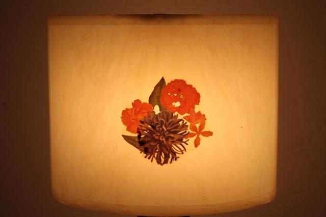 mod vintage plastic lampshade, night light bulb clip on screen shade w/ retro decal