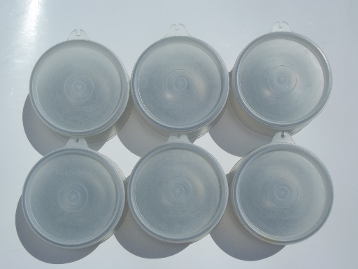 Mod vintage smoke grey plastic Tupperware set of ice cream dishes w/ lids