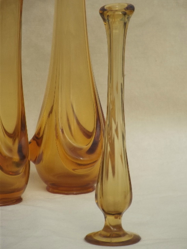 Mod vintage swung glass vases bud vase lot 60s vintage amber glass