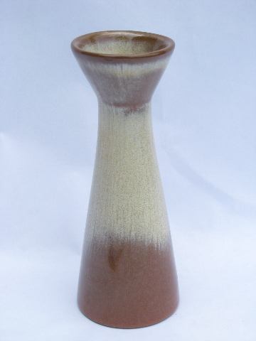 Mod-century mod vintage Frankoma pottery bud vase, hourglass shape