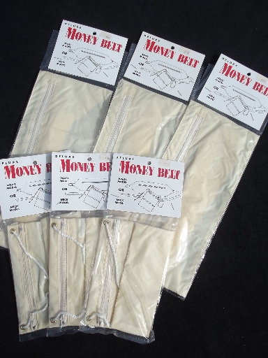 Money belt lot unused traveler's zip pocket wallets w/ nylon webbing