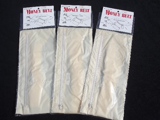 Money belt lot unused traveler's zip pocket wallets w/ nylon webbing