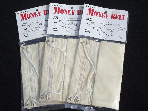 Money belt lot unused traveler's zip pocket wallets w/ nylon webbing