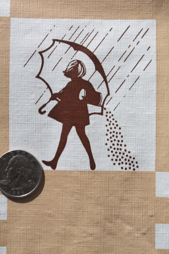Morton Salt umbrella girl print tablecloth, PVC plastic wipe clean oilcloth