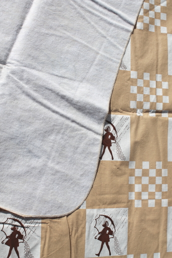 Morton Salt umbrella girl print tablecloth, PVC plastic wipe clean oilcloth