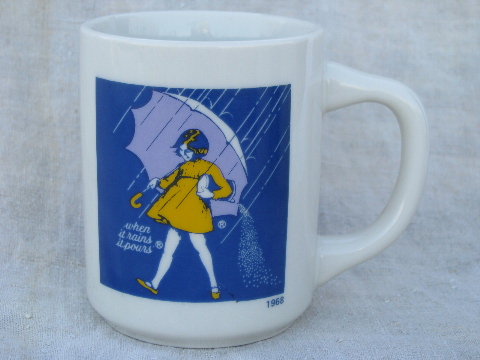 Morton's salt advertising premium mugs, When It Rains It Pours old ads