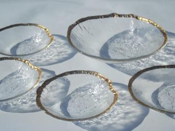 Murero Italy freeform shape art glass dishes, heavy mod salad bowls set