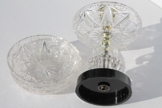 New in box 1960s vintage crystal plastic serving dishes for cocktail snacks
