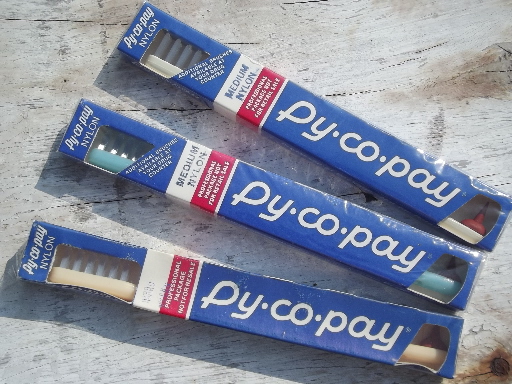 New old stock sealed vintage Py-co-pay toothbrushes, Pycopay toothbrush lot