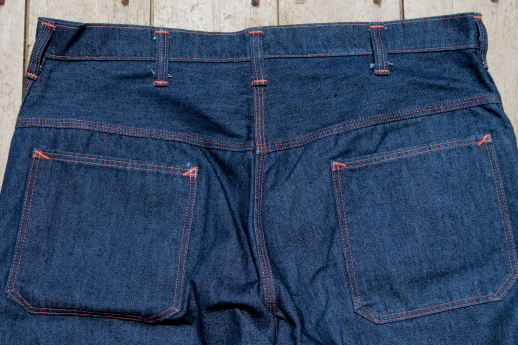New old stock vintage winter work pants, cotton flannel lined denim blue jeans