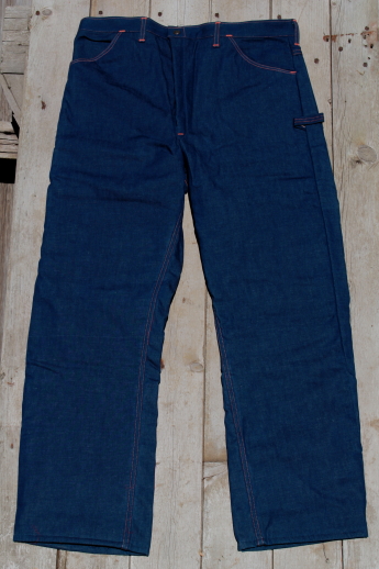 New old stock vintage winter work pants, denim jeans lined w/ quilted nylon