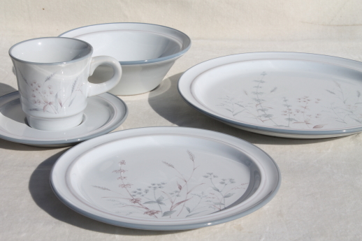 Noritake Woodstock pattern dinnerware set for 4, vintage Japan stoneware