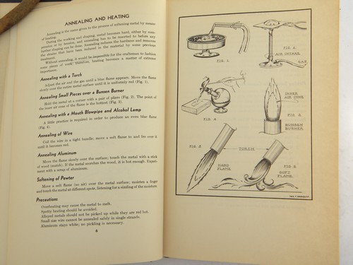 Old 1940s art metalwork & metal crafting manual for artists w/plans