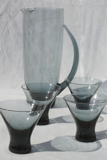 Light Smoke Glass Cocktail Pitcher Set