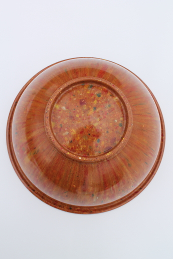 Orange confetti splatter melmac bowl, vintage Texas Ware 118 marked USA