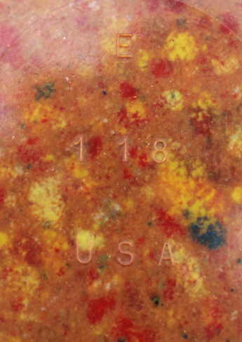 Orange confetti splatter melmac bowl, vintage Texas Ware 118 marked USA