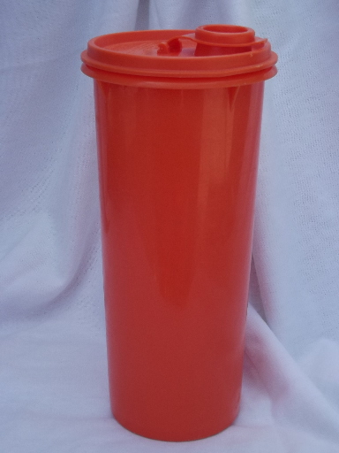 Orange Tupperware kitchen / pantry storage canister, retro 70s vintage