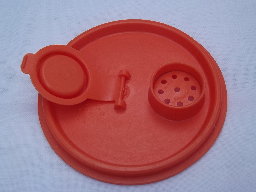 Orange Tupperware kitchen / pantry storage canister, retro 70s vintage