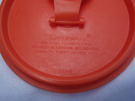 Orange Tupperware kitchen / pantry storage canister, retro 70s vintage