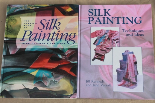 Out of print textile art books lot, Japanese silk painting paint on silk fabric
