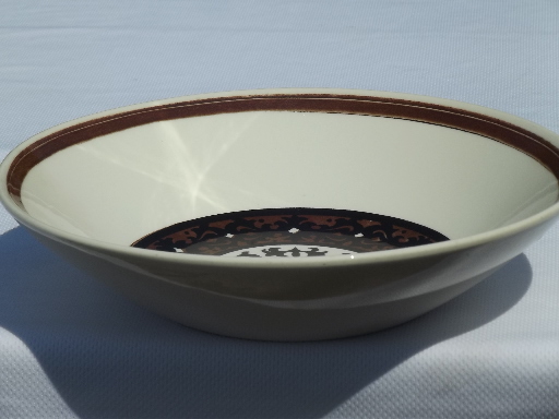 Overture in brown and black, 60s 70s vintage Royal Cavalier ironstone bowl & platter