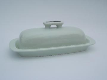 Oyster White w/ black vintage 80s Japan stoneware covered butter dish