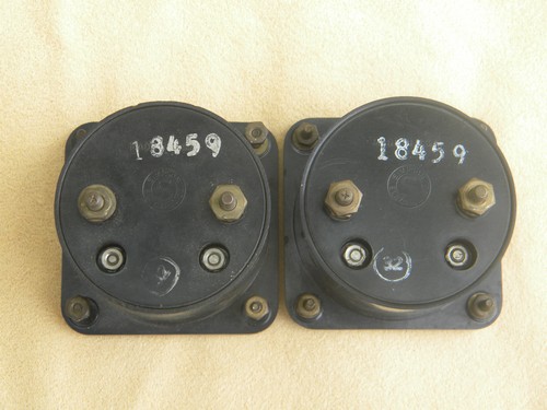 Pair 1930s Simpson industrial panel meters DC microamps deco cases